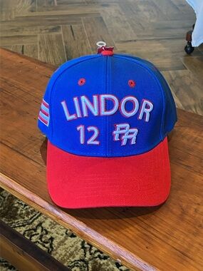 Blue and Red 'LINDOR 12' Baseball Cap